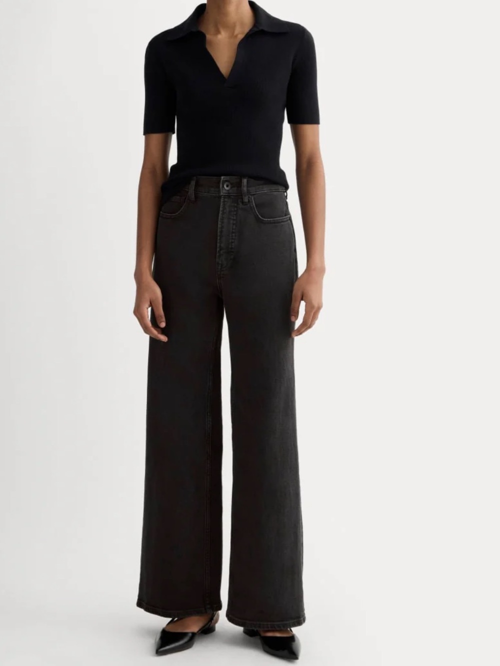 Everlane - THE WAY-HIGH® SAILOR JEAN Black High-Rise Wide-Leg . Size 16